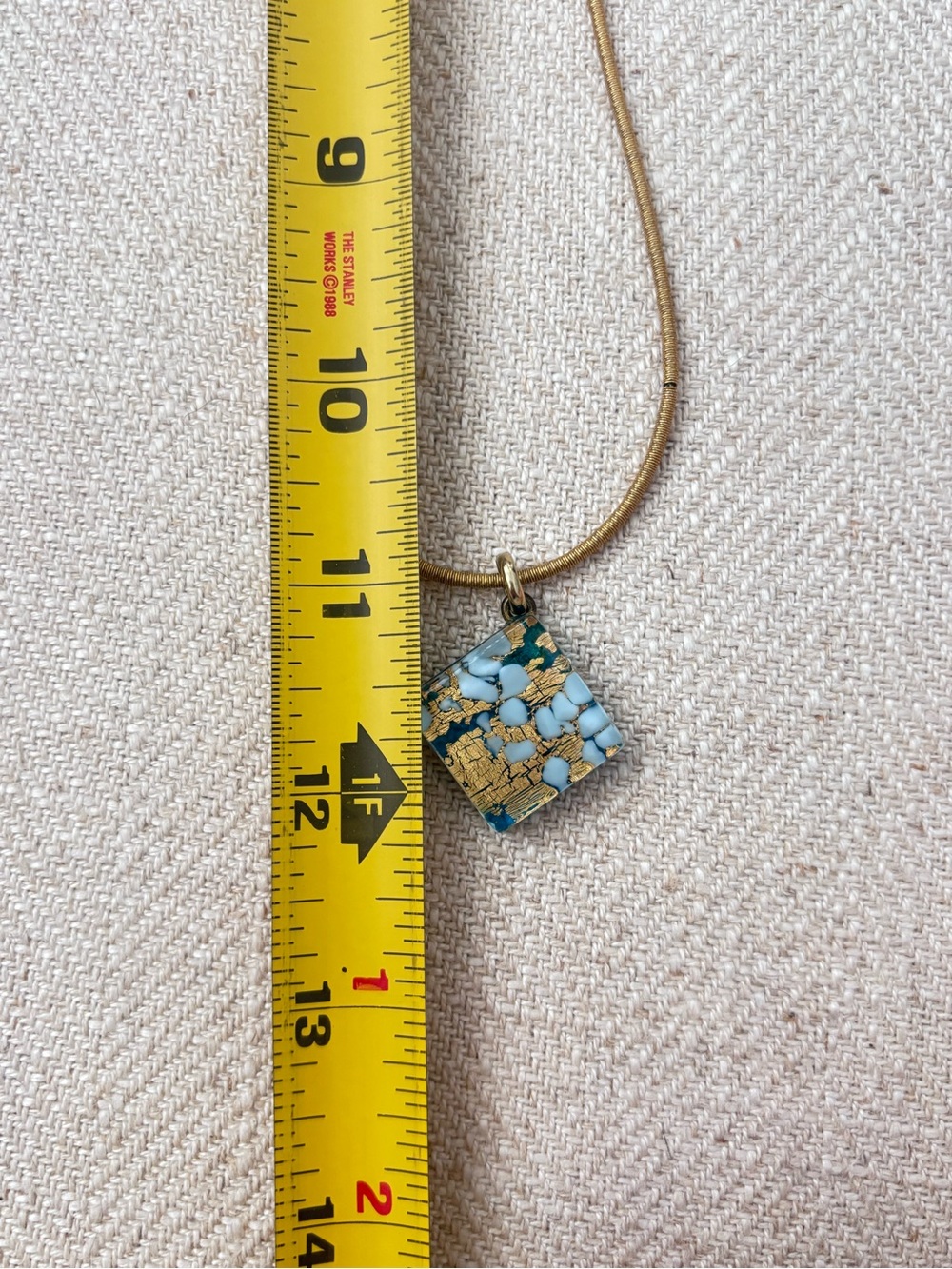 Murano Glass Venetian Glass Reflections Square Pendant Necklace - Picture 6 of 6